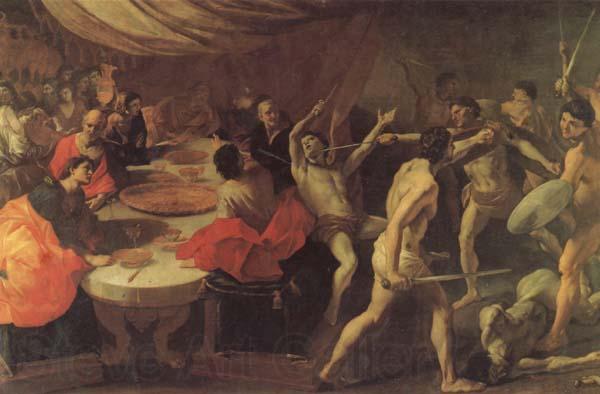 LANFRANCO, Giovanni Banquet with a Gladiatorial Contest Spain oil painting art